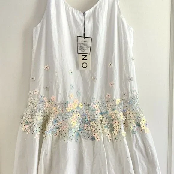 Suno White Sun Dress with Sequins - Picture 15 of 15